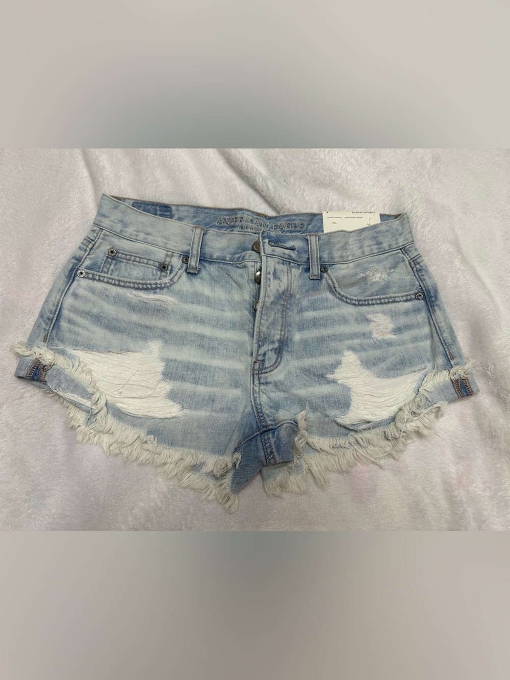 American Eagle Outfitters Light Wash Distressed Denim Shorts